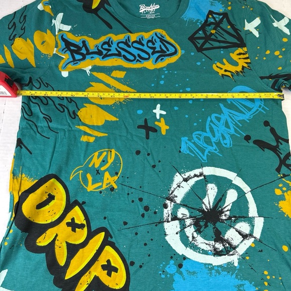Brooklyn Cloth Graphic Tee - Teal and Yellow mens medium brand new with tags - Picture 4 of 7